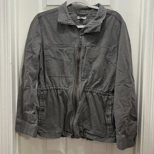 Garnet Hill Organic Cotton Field Utility Army Jacket Green Gray Womens Size 12